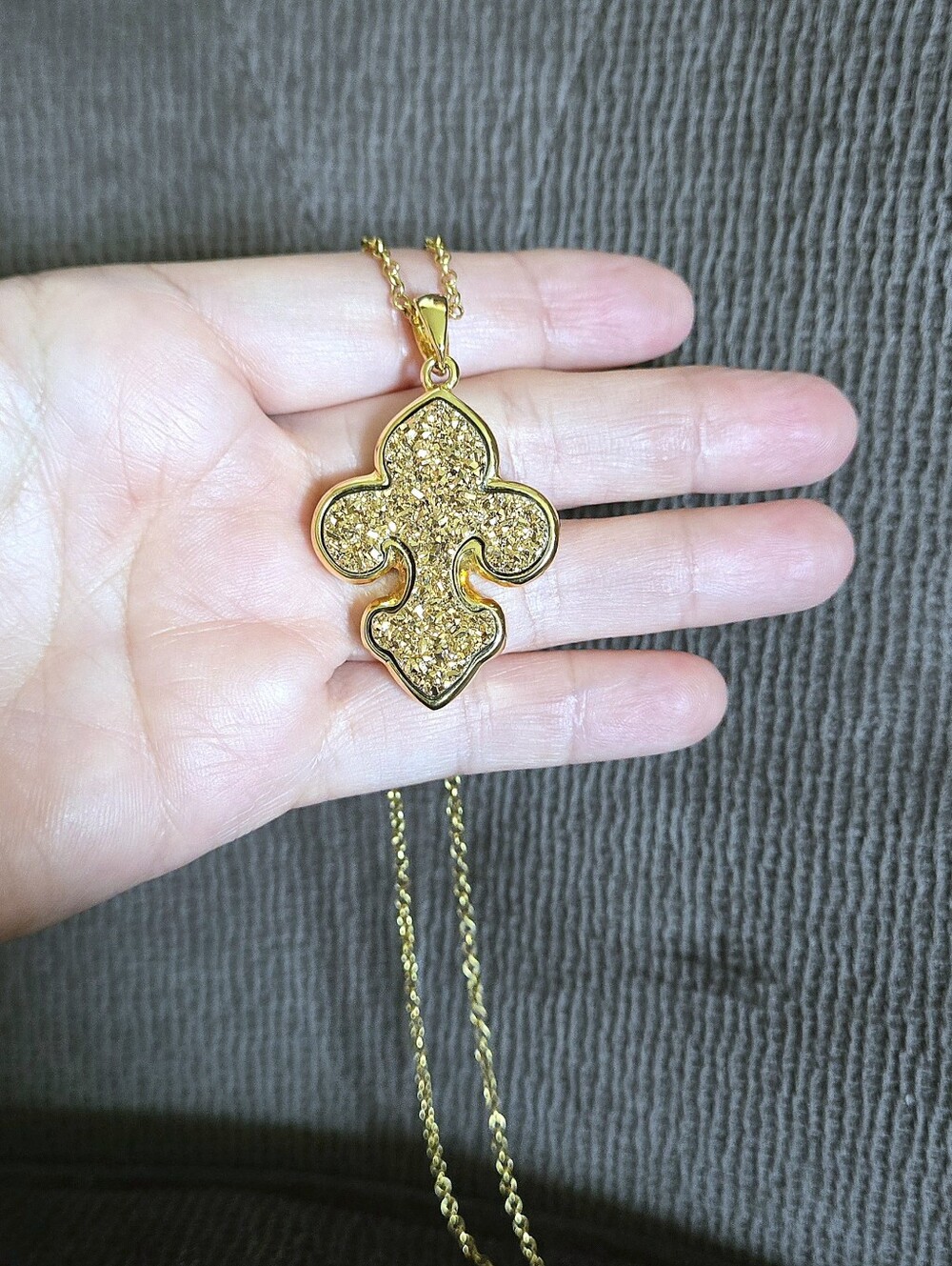 Marcia Moran Long Necklace with Druzy Fleur De Lis⚜️ Pendant - Picture 15 of 16